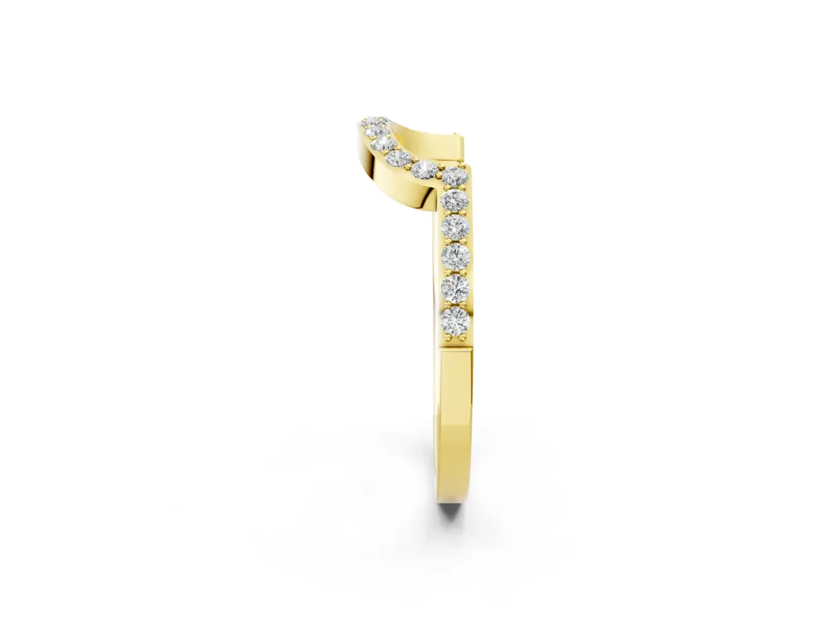 U-Shaped Pavé Round Diamond Contour Band Yellow gold