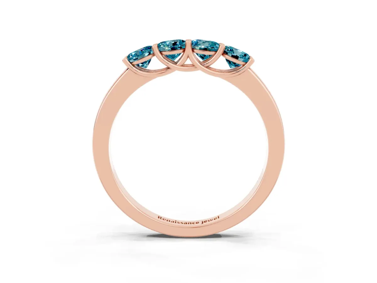 Four-Stone Round Blue Topaz Prong-Set Band Rose gold