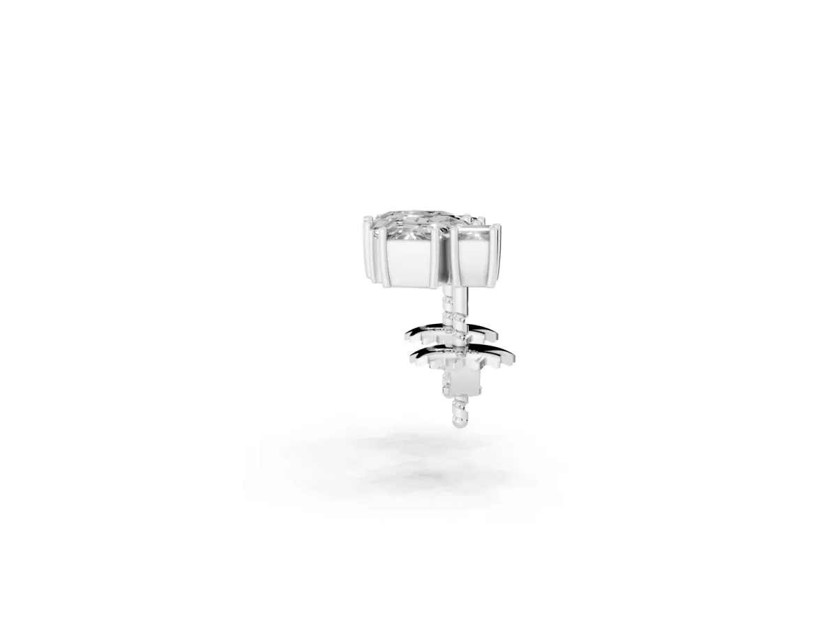 Baguette and Princess Diamond Mosaic Abstract Stud Earrings Silver
