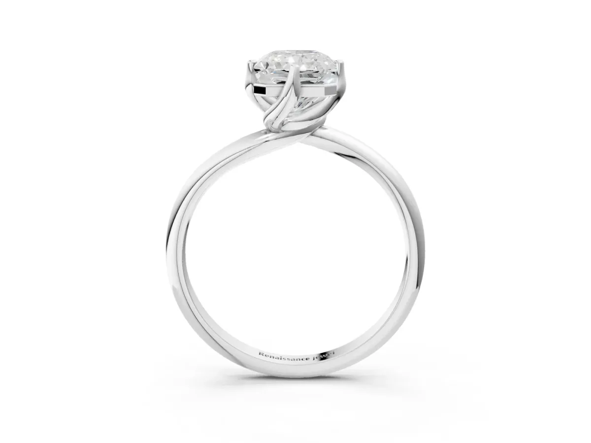 Radiant Cut Diamond Solitaire Engagement Ring with Four-Prong Setting and Classic Band Platinum