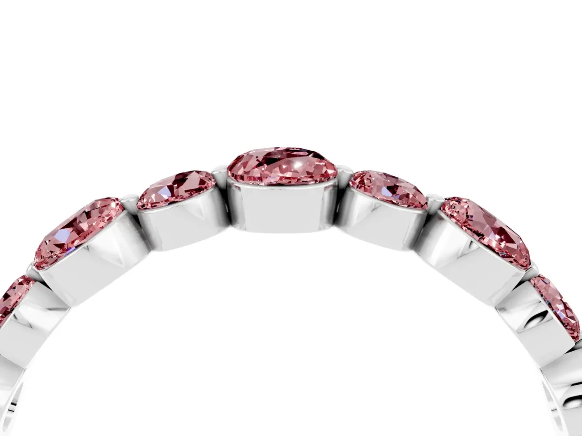 Round Morganite Scalloped Prong Set Eternity Band Platinum