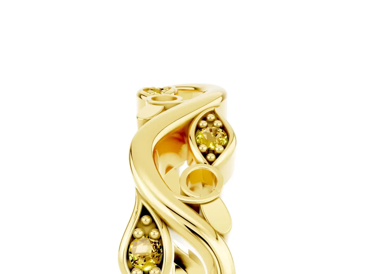 Marquise Yellow Sapphire Vine Eternity Band with Bezel Setting Yellow gold