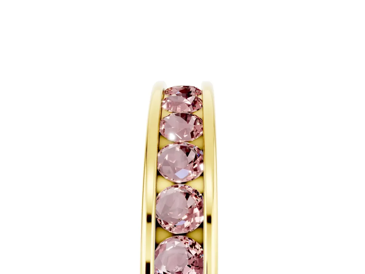Channel Set Round Morganite Eternity Band Yellow gold
