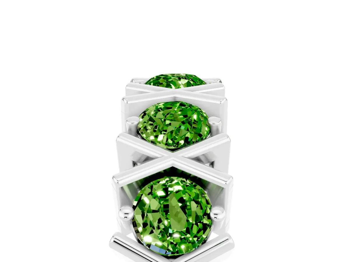 Round Peridot Channel Set Band with X-Prong Detail Silver