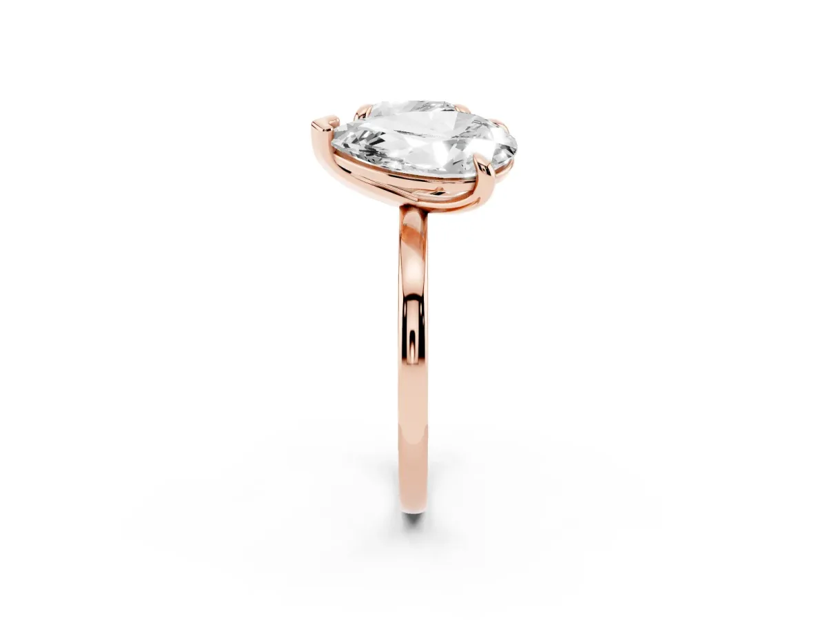Pear and Cushion Toi Moi Ring with Prong Setting and Plain Band Rose gold