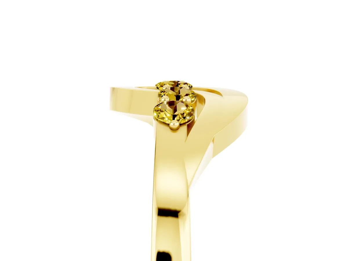 Five-Stone Round Yellow Sapphire Crossover Band with Prong Setting Yellow gold
