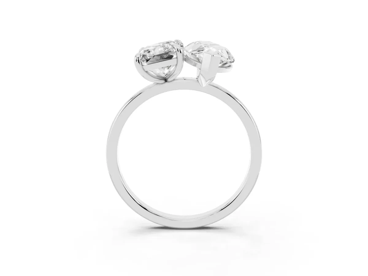 Radiant and Marquise Toi Moi Ring with Prong Setting and Plain Band White gold