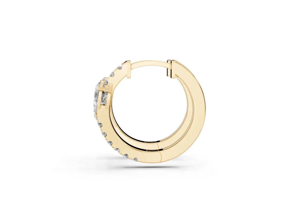 Pear Cut Diamond Bypass Huggie Hoop Earrings Yellow gold