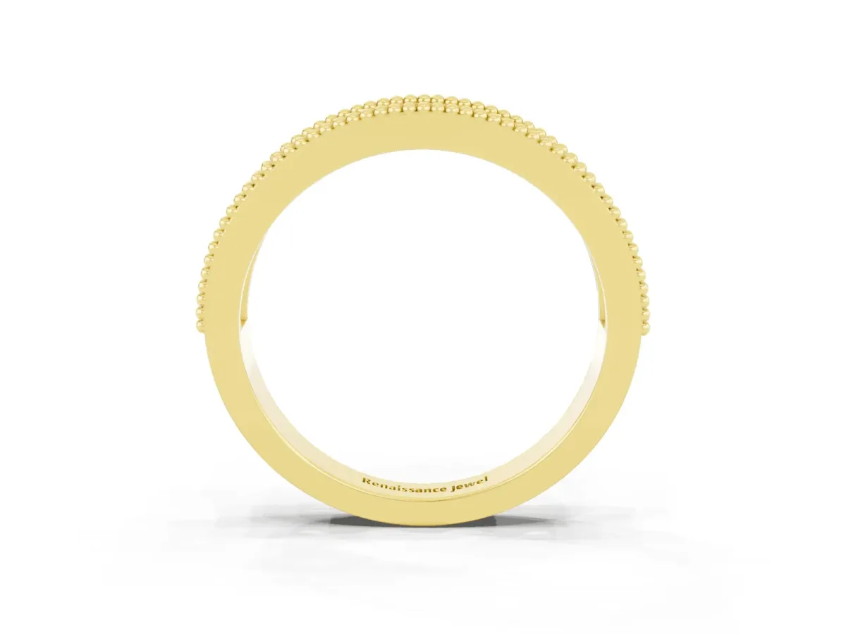 Round Blue Topaz Twist Milgrain Band with Bezel Setting Yellow gold