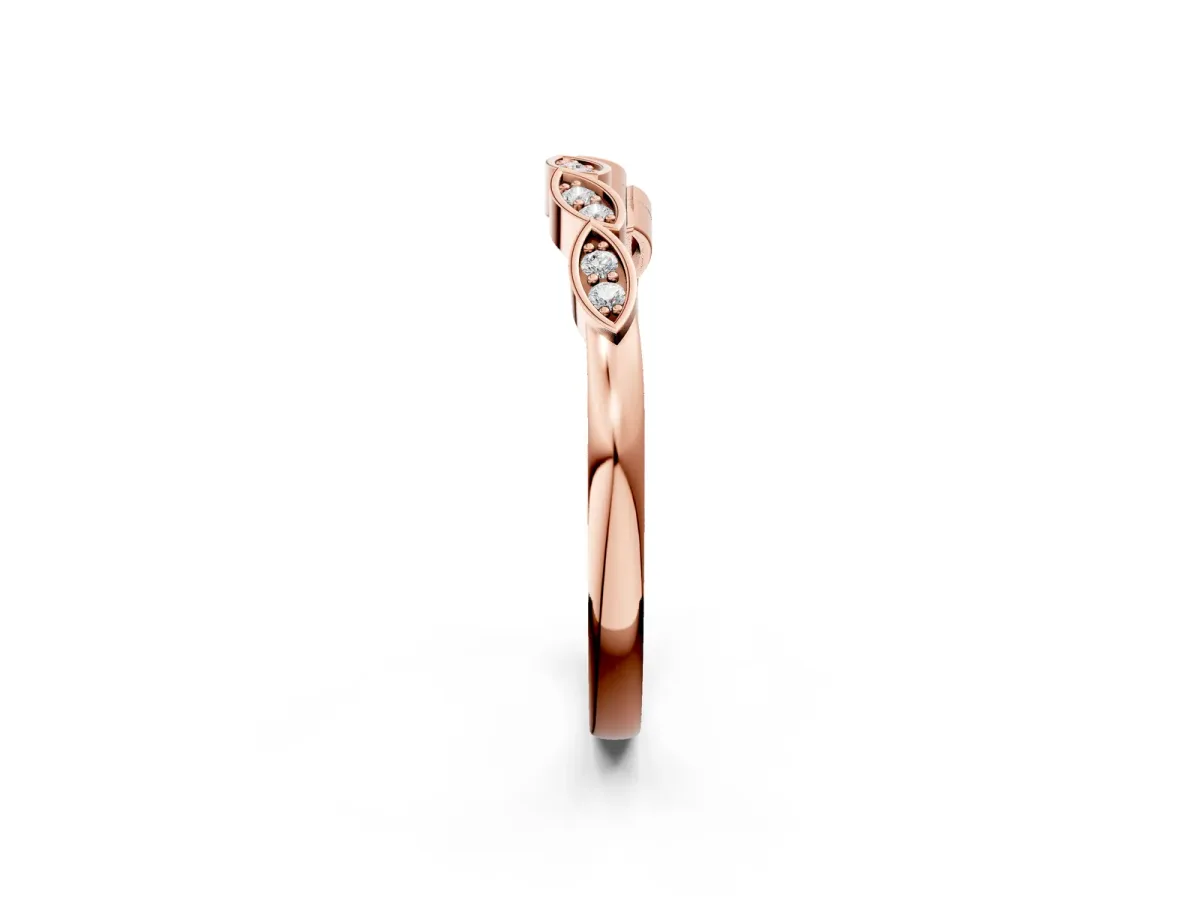 Marquise Diamond Leaf Eternity Band with Bezel Setting Rose gold