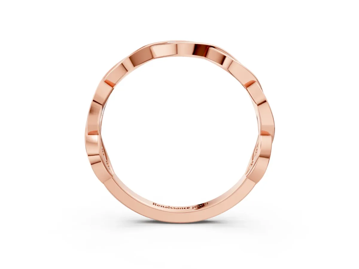 Round Diamond Twist Eternity Band with Bezel Setting Rose gold