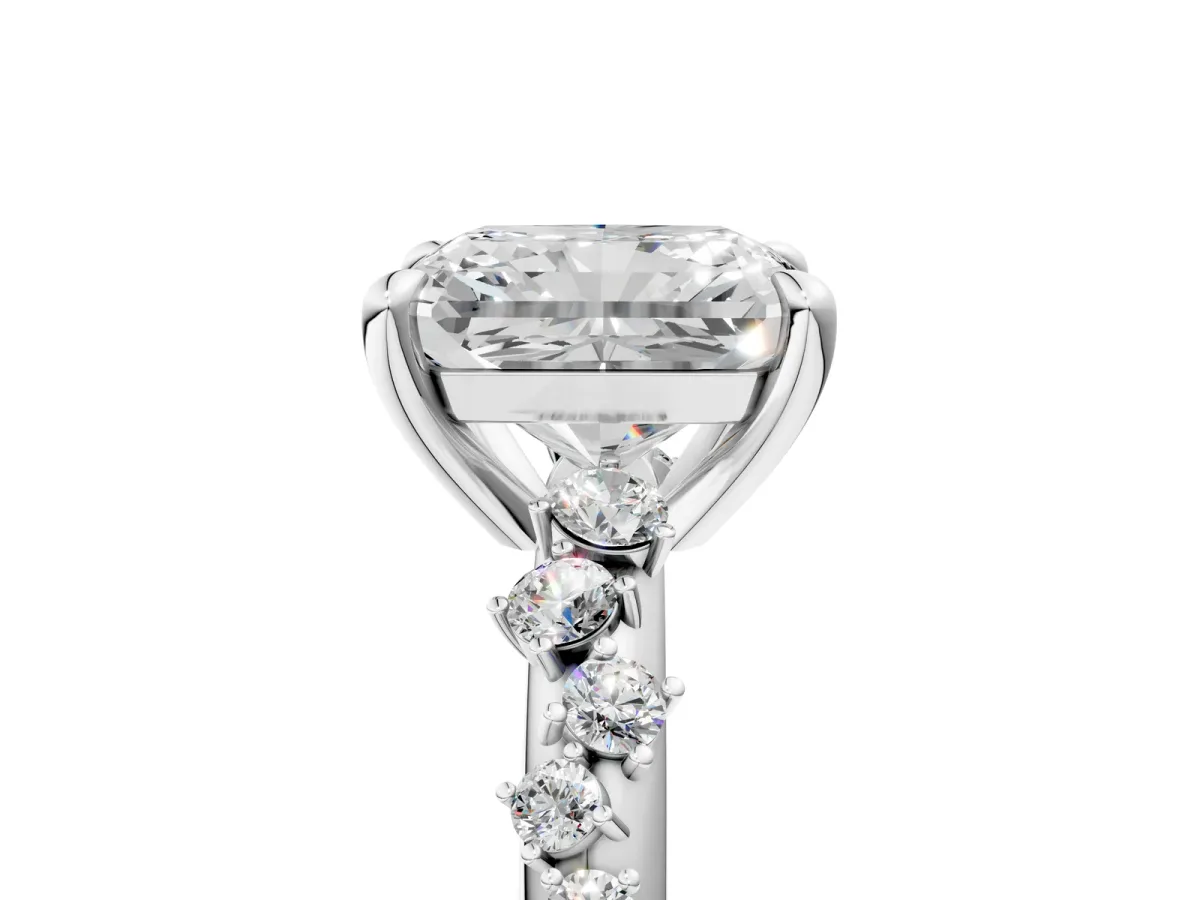 Radiant Cut Cut Diamond Vine Band with Four-Prong Setting Platinum