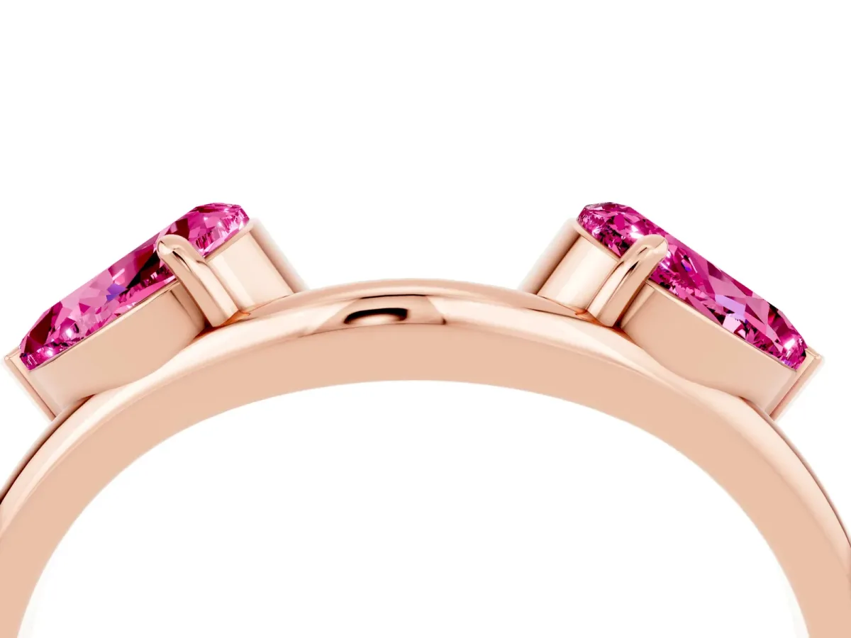 Two-Stone Pear Pink Sapphire Bypass Ring with Prong Setting Rose gold