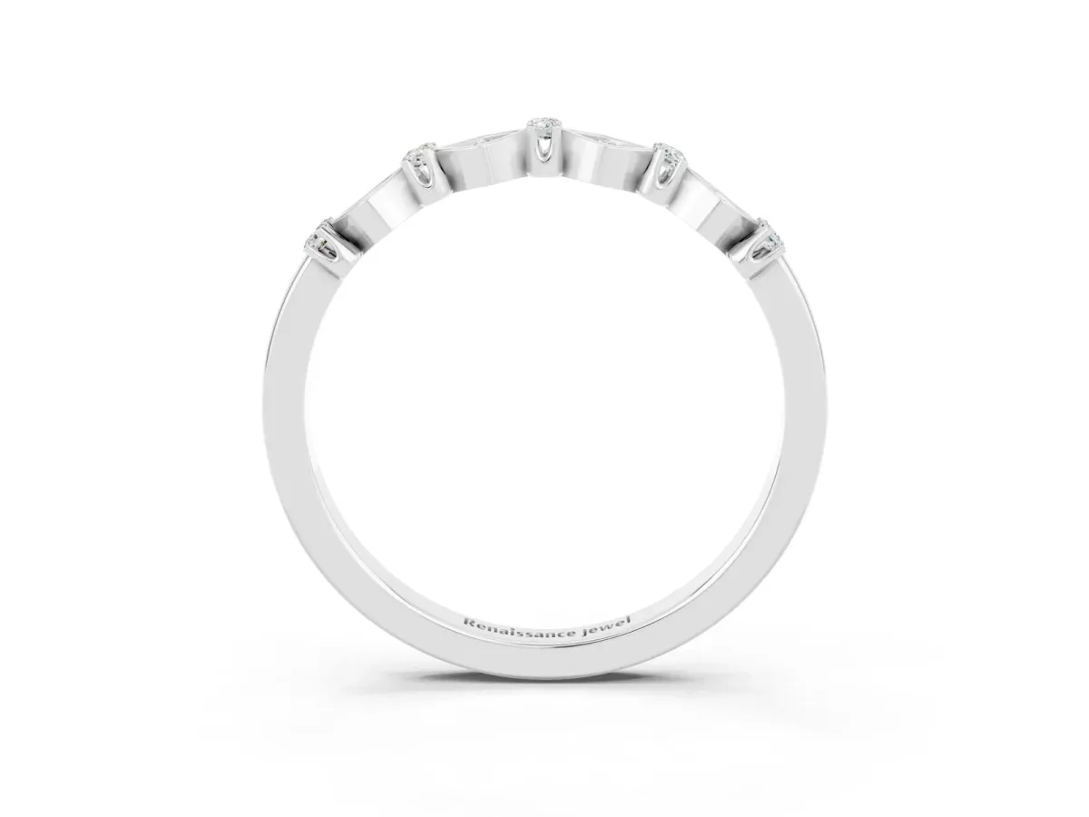 Pavé Cushion Moissanite Cluster Eternity Band with Prong Setting Platinum