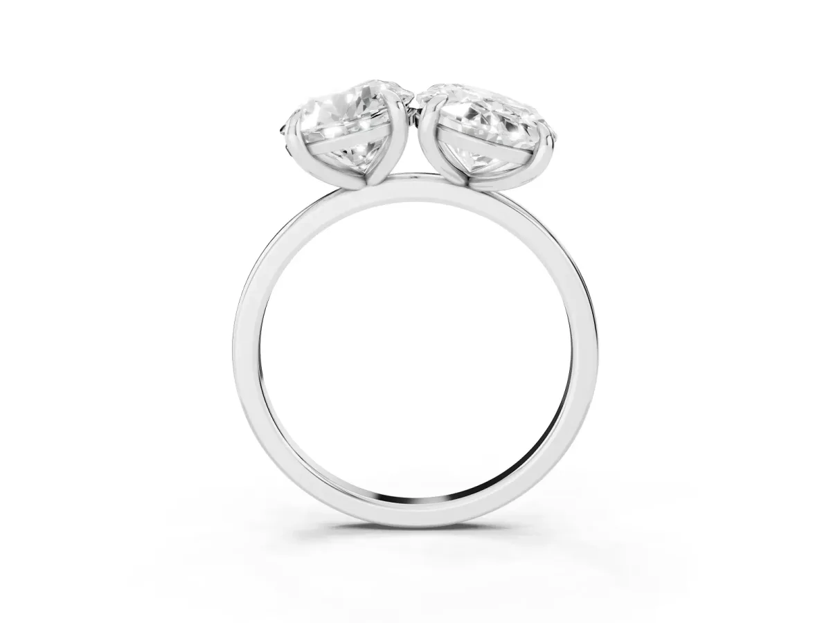 Round and Oval Toi Moi Ring with Prong Setting and Plain Band Silver