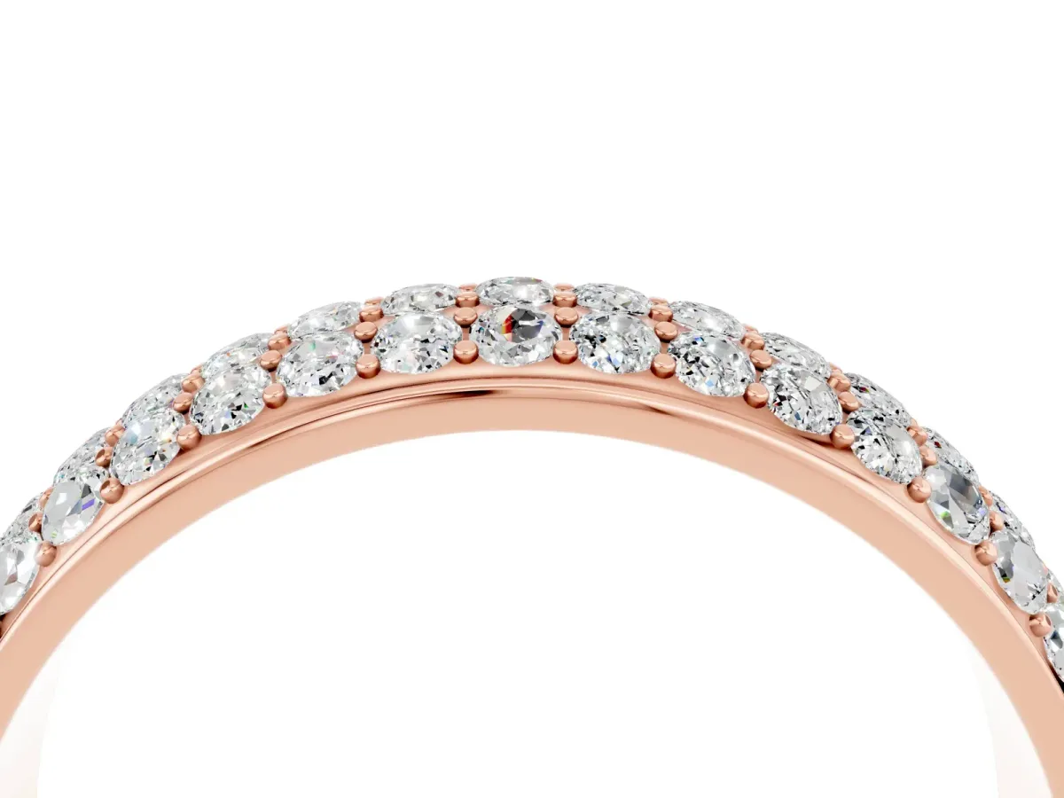 Three-Row Round Moissanite Eternity Band with Shared Prong Setting Rose gold