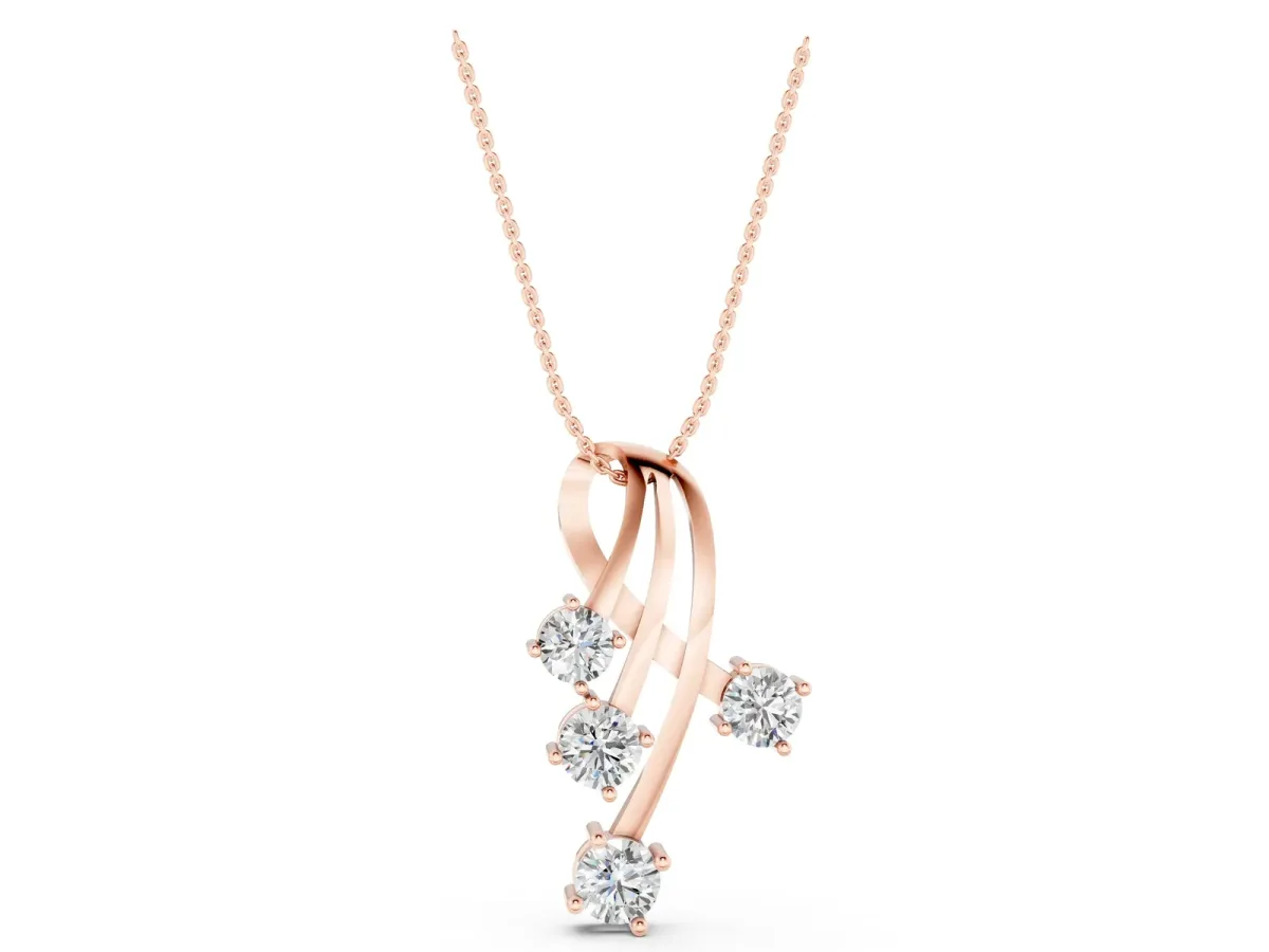 Four-Stone Round Diamond Prong-Set Pendant Rose gold
