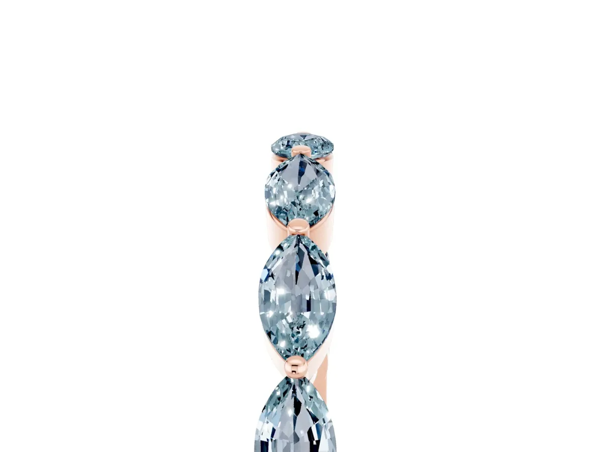 Marquise Aquamarine Half Eternity Band with Prong Setting Rose gold