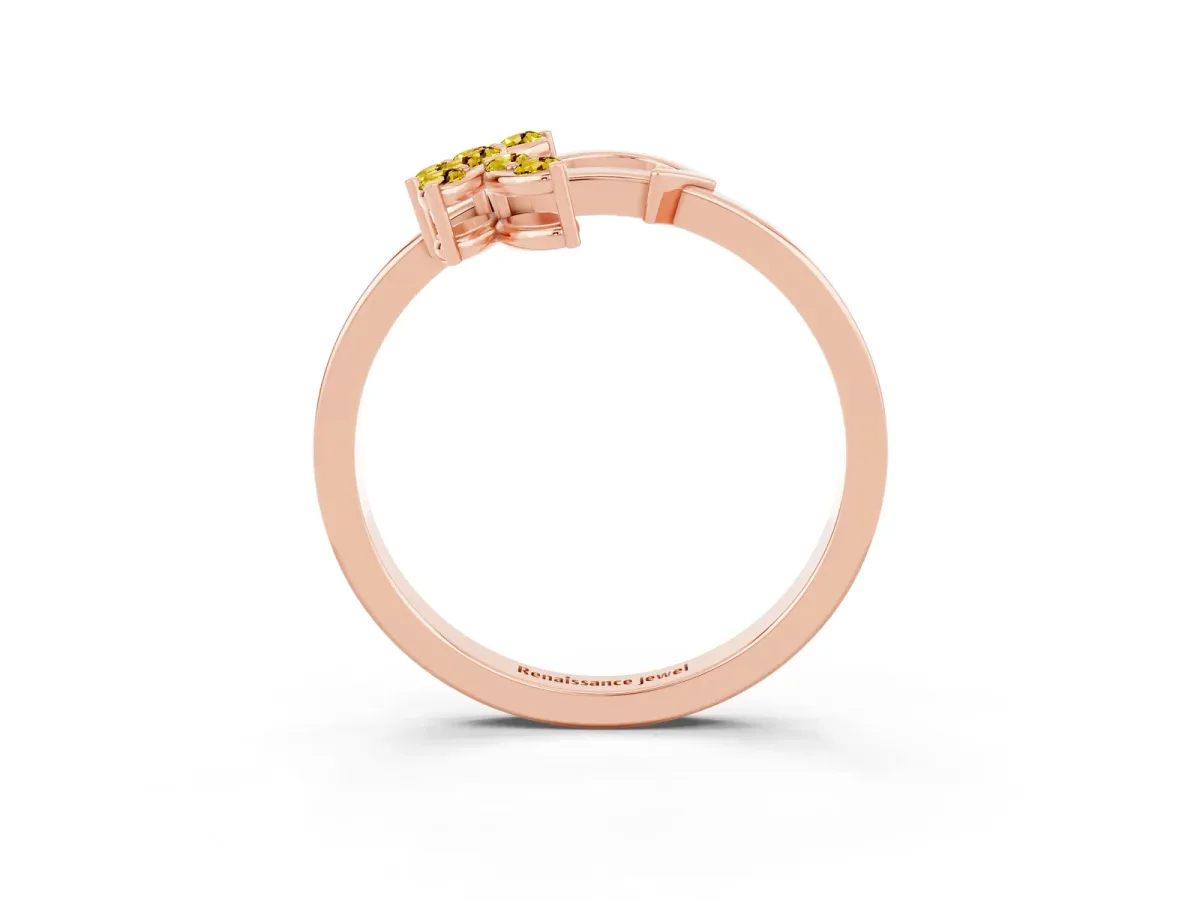 Marquise Yellow Sapphire Cluster Bypass Ring with Prong Setting Rose gold