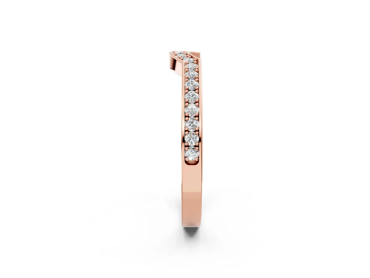 Pavé Round Diamond Contour Band with Channel Setting Rose gold