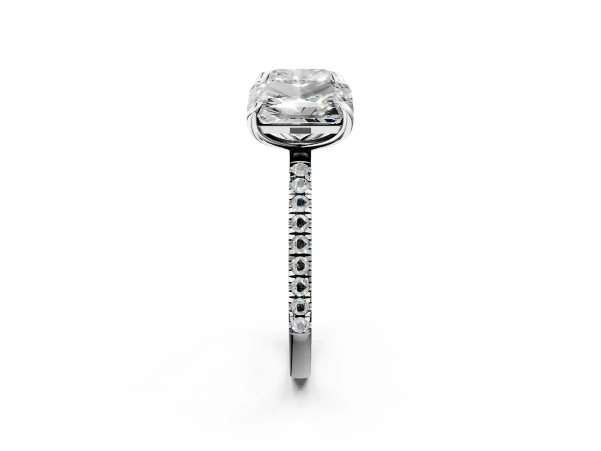 Cushion and Radiant Toi Moi Ring with Prong Setting and Pave Band Silver