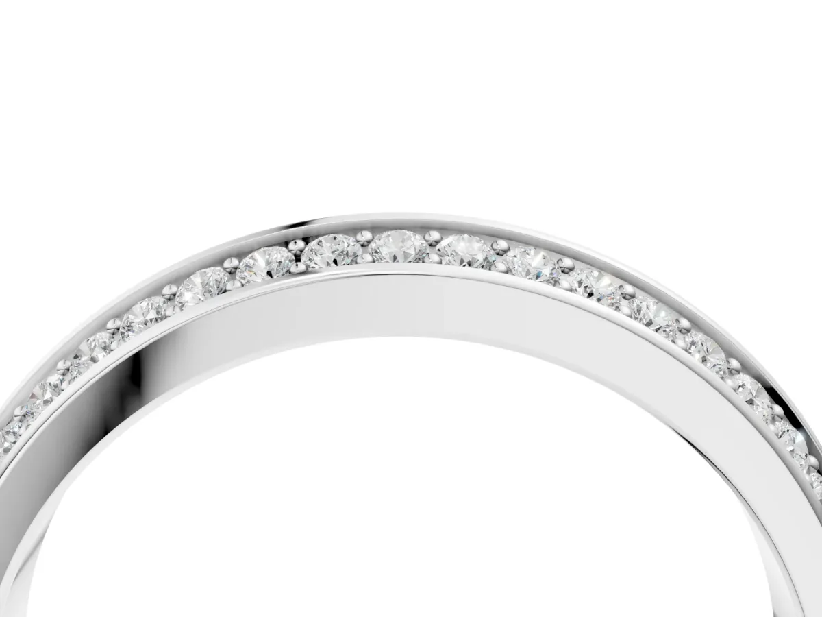 Double Row Round Diamond Channel Set Eternity Band White gold