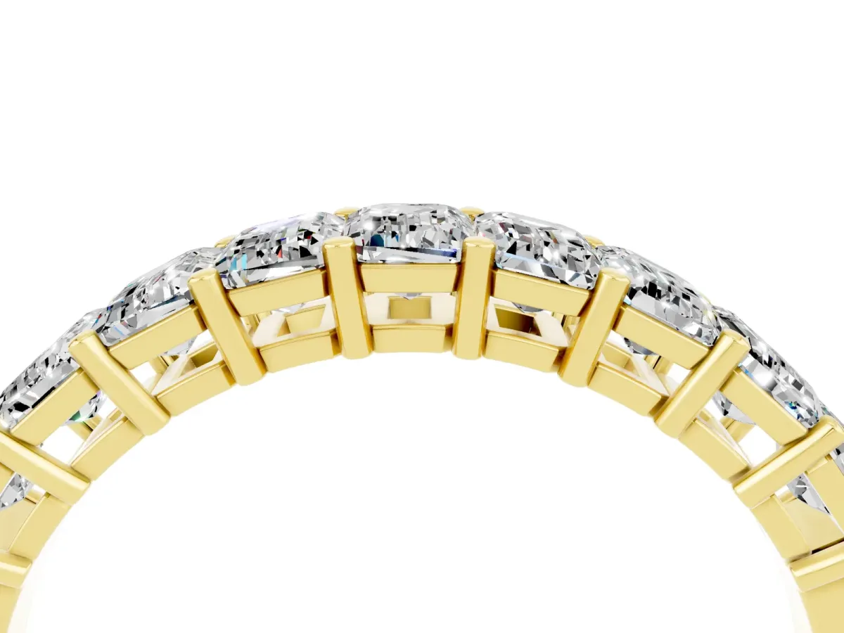 Emerald Cut Moissanite Prong-Set Eternity Band Yellow gold
