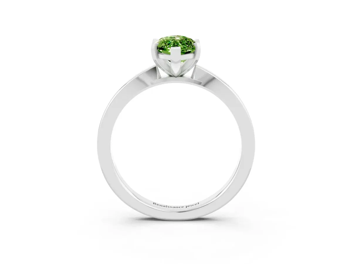 Marquise Cut Peridot Solitaire Engagement Ring with Classic Band and Four-Prong Setting Silver