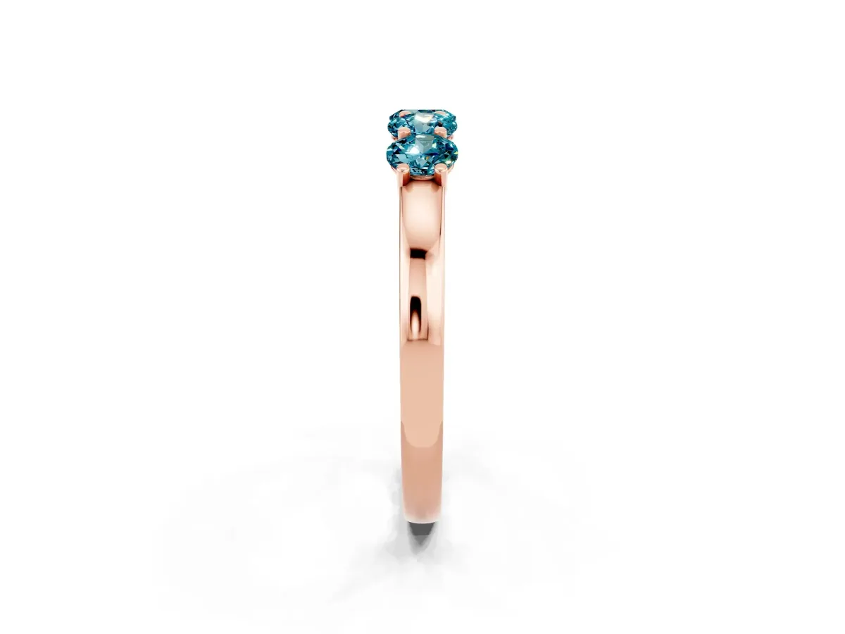 Four-Stone Round Blue Topaz Prong-Set Band Rose gold