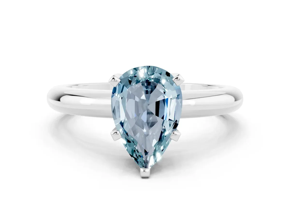 Round Aquamarine Leaf Eternity Band with Bezel Setting Platinum