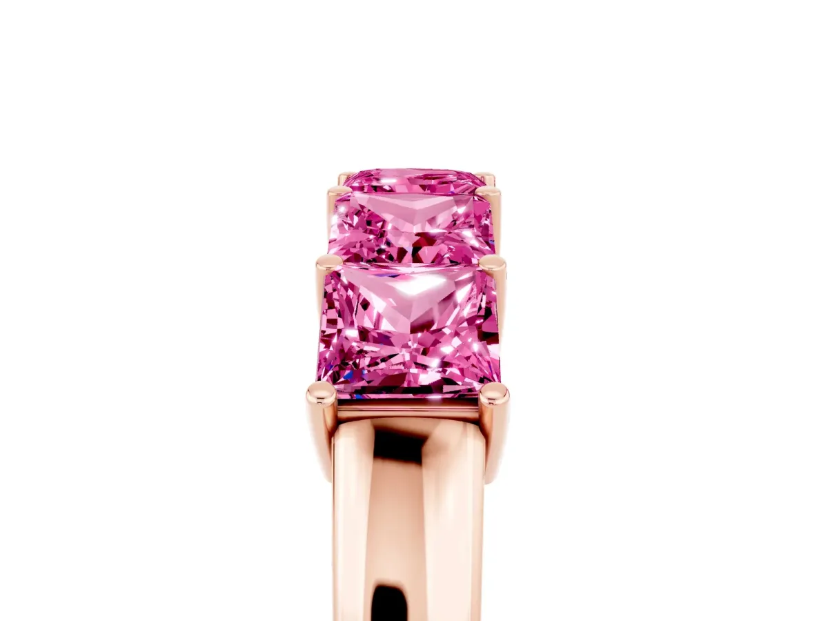 Princess Cut Five-Stone Pink Sapphire Band with Prong Setting Rose gold