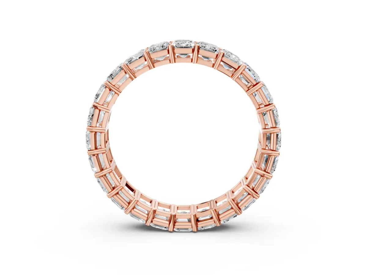 Emerald Cut Diamond Eternity Band with Shared Prong Setting Rose gold