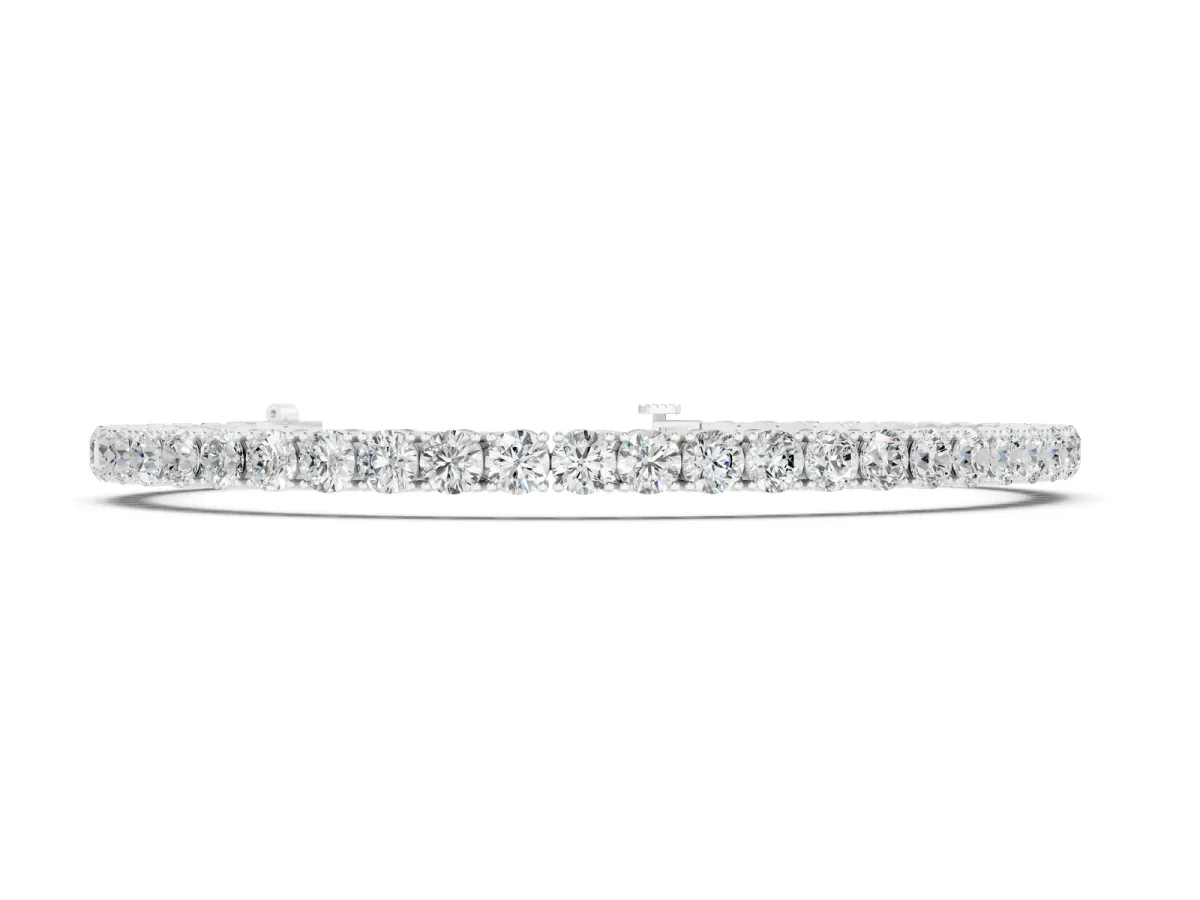 Round Cut Diamond Tennis Bracelet with Four-Prong Setting Silver