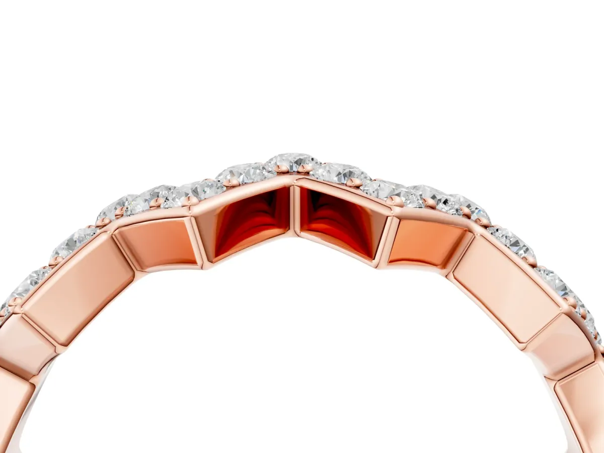 Zigzag Diamond Pave Round Eternity Band with Prong Setting Rose gold