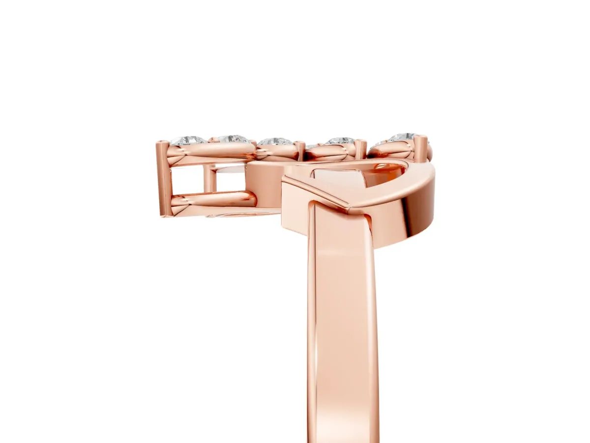 Marquise Diamond Cluster Bypass Ring with Prong Setting Rose gold