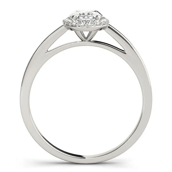 Asscher Cut Halo Diamond Ring with Solitaire Band and Prong Setting Platinum