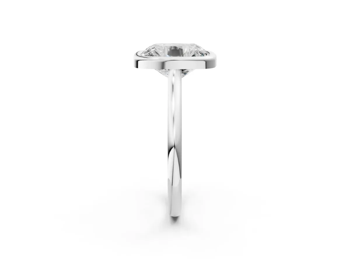 Old Mine Elongated Cushion Diamond Bezel Set Ring Silver