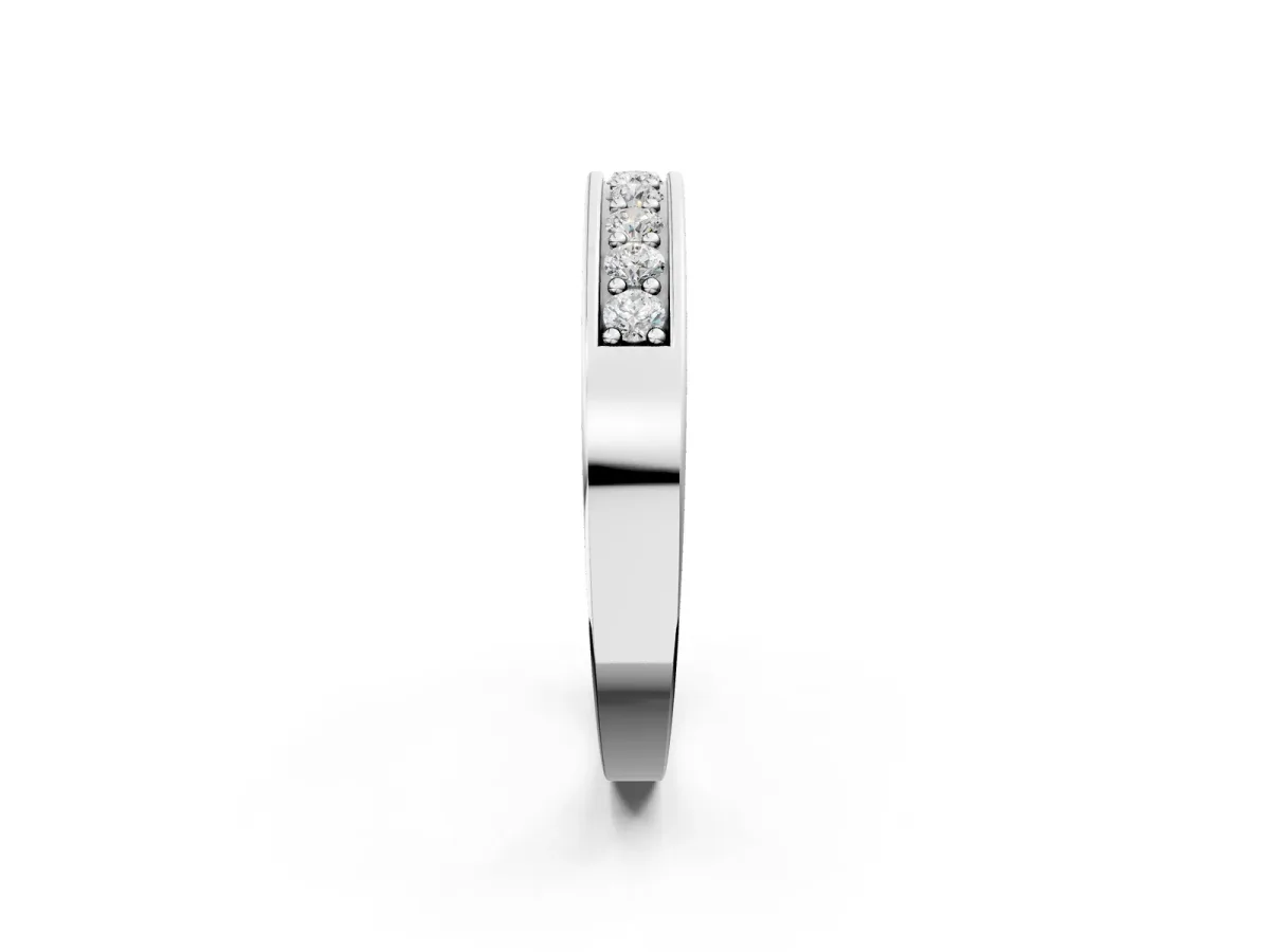Channel-Set Round Diamond Eternity Band with Shared Prong Setting White gold