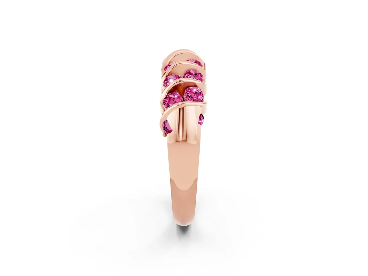 Channel Set Round Pink Sapphire Multi-Row Band Rose gold