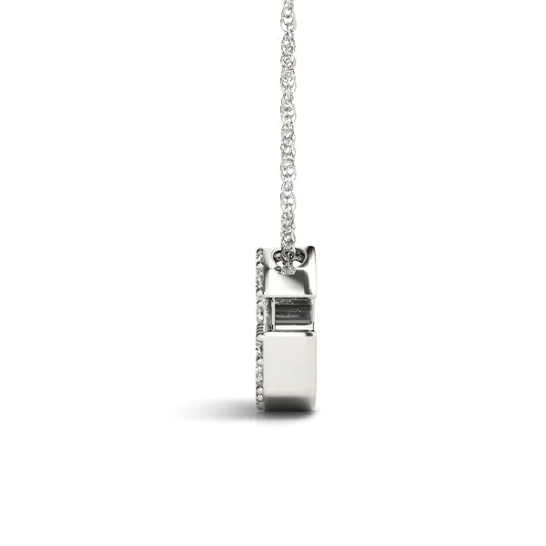 Pavé Round Diamond Letter G Initial Pendant White gold