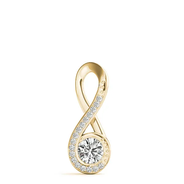 Infinity Pavé Round Diamond Bezel Pendant Yellow gold