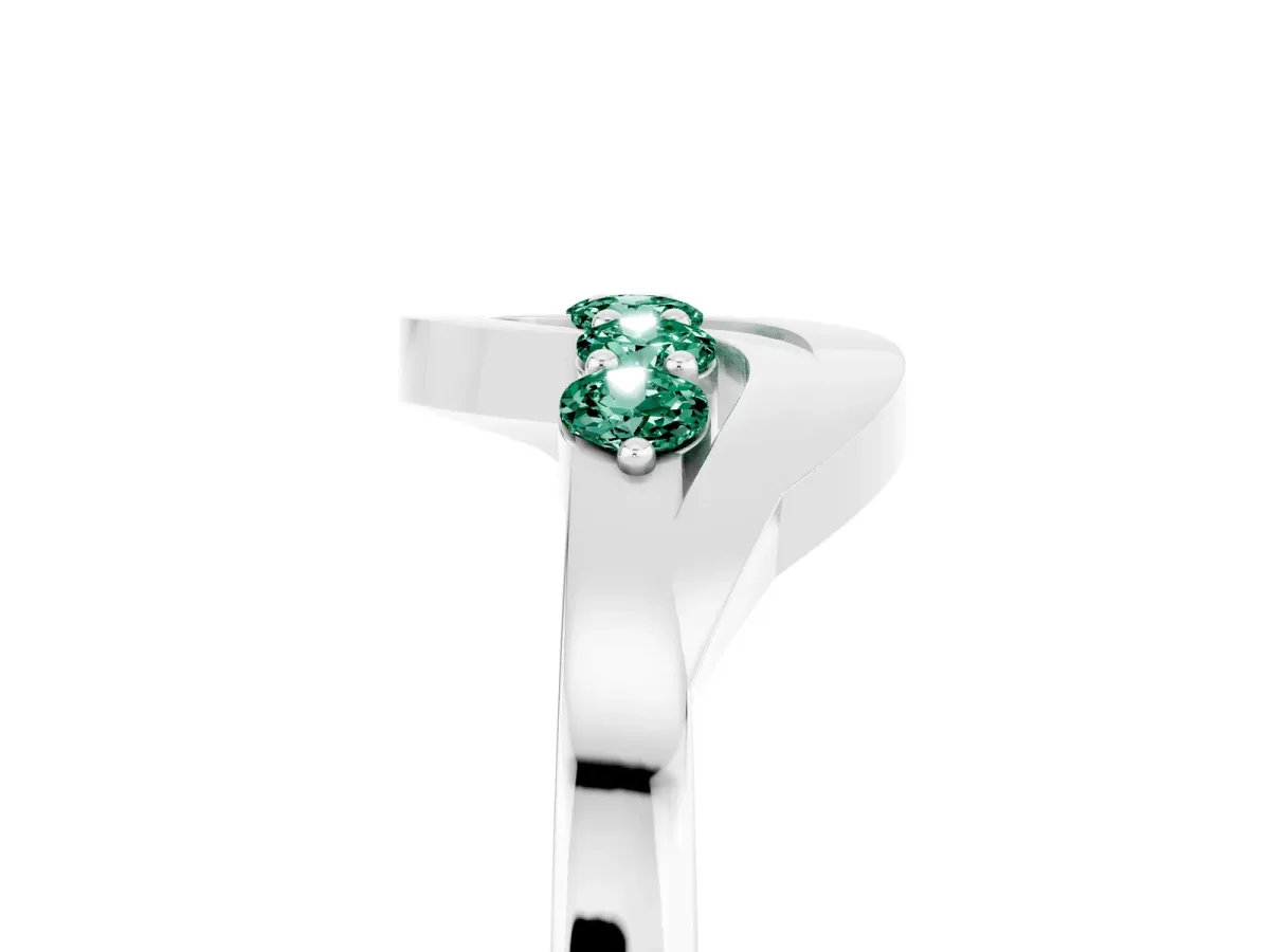 Five-Stone Round Green Sapphire Crossover Band with Prong Setting Silver