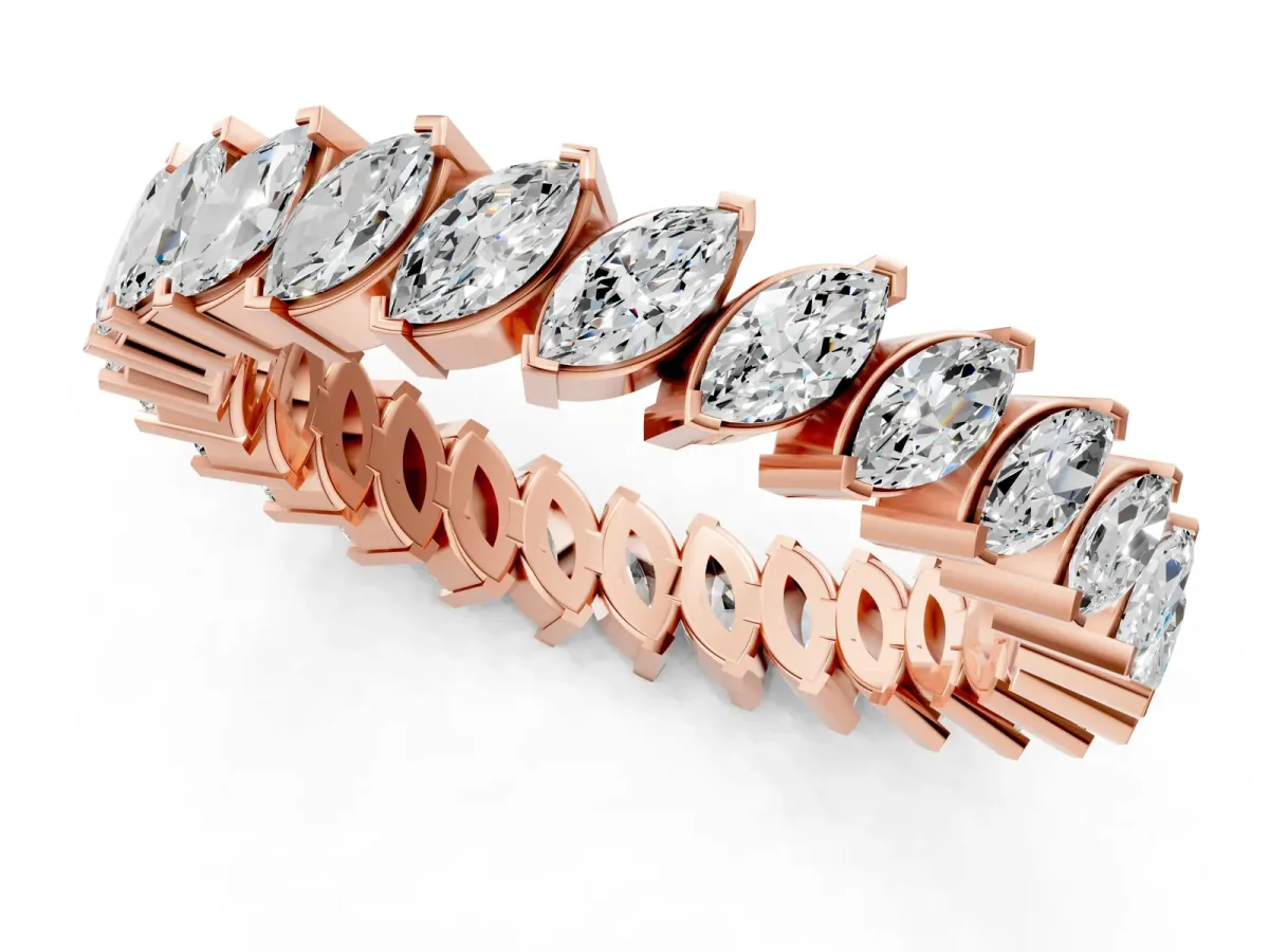 Marquise Diamond Shared Prong Full Eternity Band Rose gold