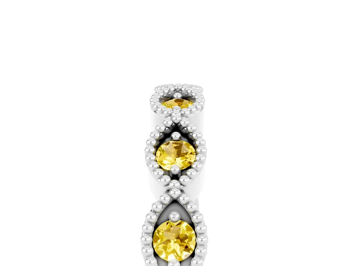 Milgrain Marquise Yellow Sapphire Half Eternity Band with Bezel Setting Platinum
