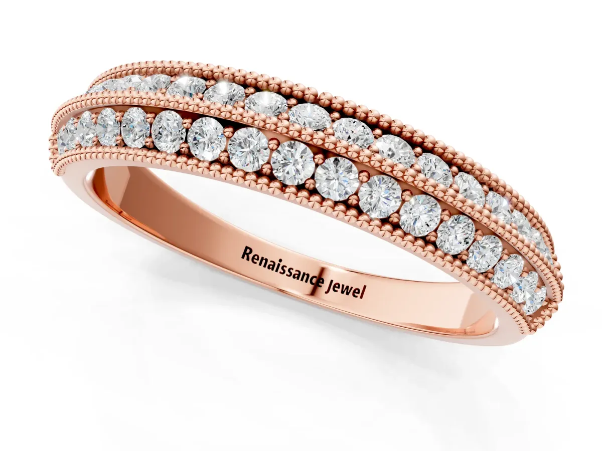 Pavé Round Diamond Milgrain Eternity Band Rose gold