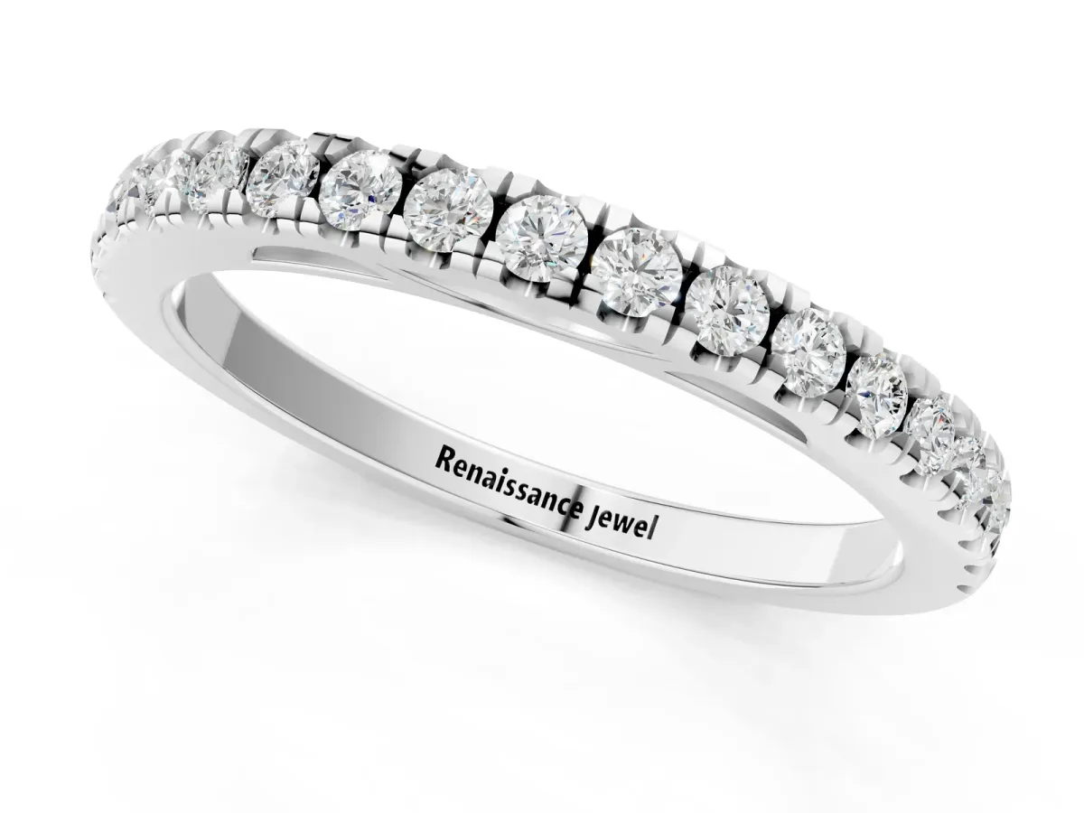 Round Diamond Pavé Set Eternity Band Silver
