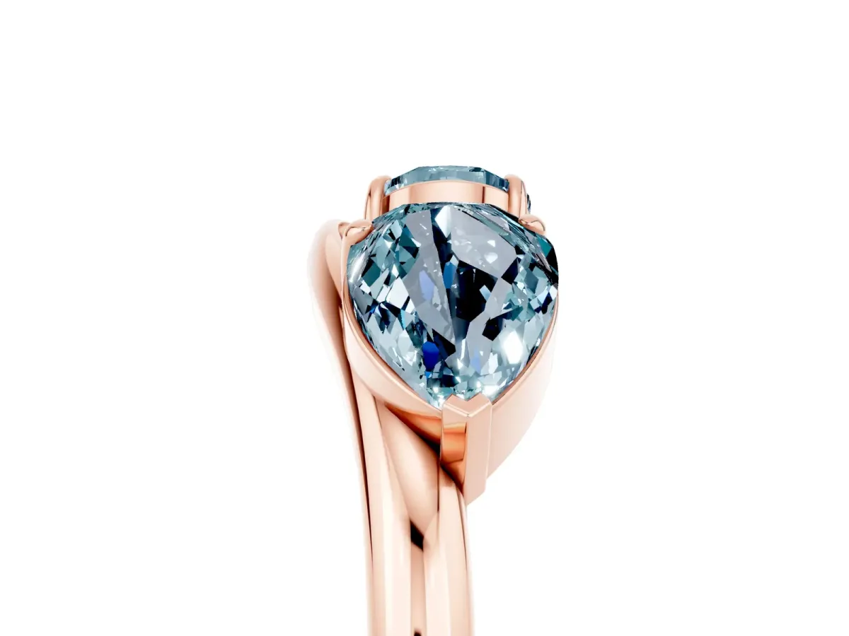 Two-Stone Pear Aquamarine Bypass Ring with Prong Setting Rose gold