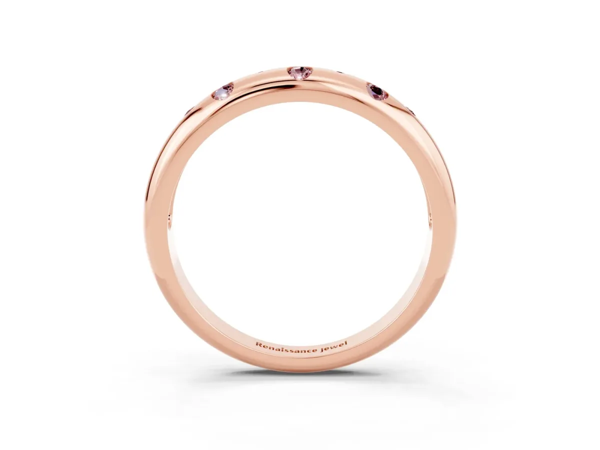 Round Morganite Flush-Set Comfort Fit Band Rose gold