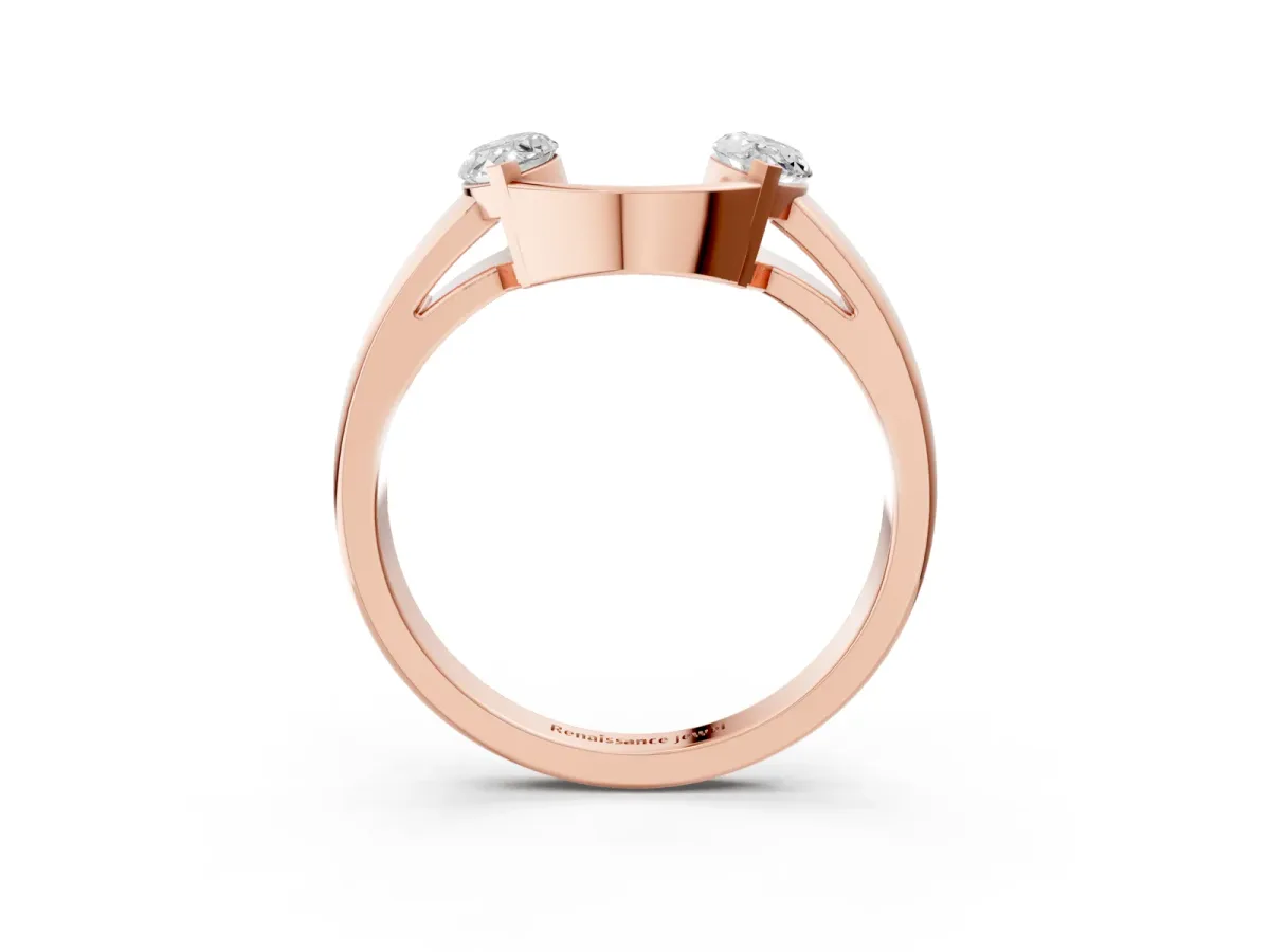 Marquise Diamond Open Band Ring with Tension Setting Rose gold