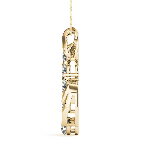 Round Brilliant Diamond Prong Set Pendant Yellow gold